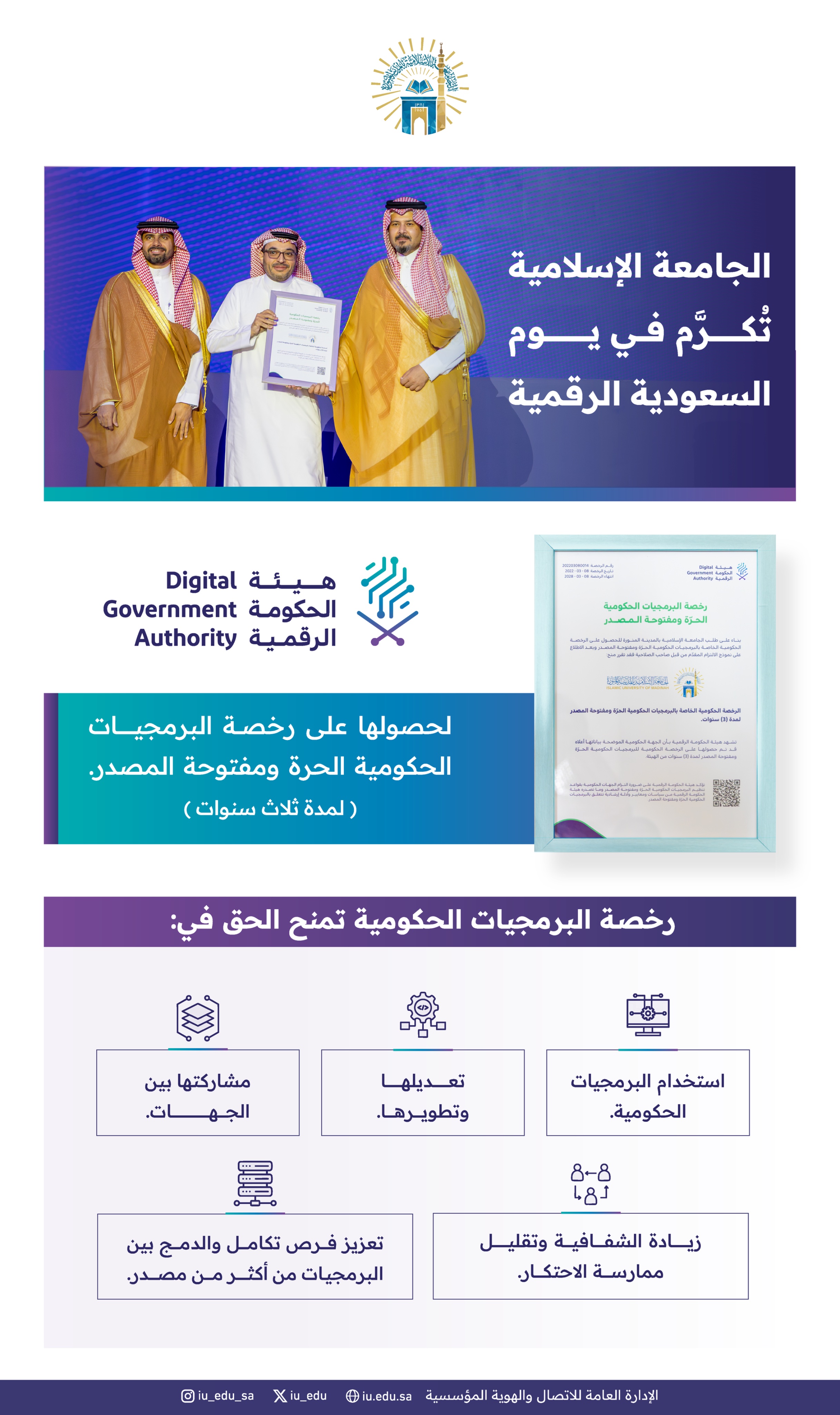 الجامعة الإسلامية تُكرَّم في يوم السعودية الرقمية